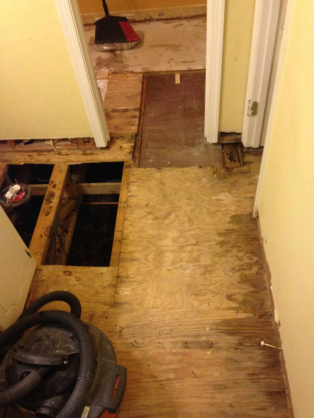 Sewage backup before cleanup